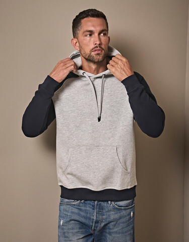 Tee Jays Two-Tone Hooded Sweatshirt, Heather/Navy, S bedrucken, Art.-Nr. 206541523
