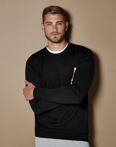 Kustom Kit Regular Fit Arundel Crew Neck Sweater, Black, XS bedrucken, Art.-Nr. 210111012