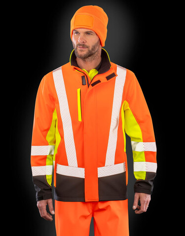 Result Recycled 3-Layer Printable 3-Tone Safety Softshell, Fluo Yellow/Fluo Orange/Black, 3XL bedrucken, Art.-Nr. 217336817