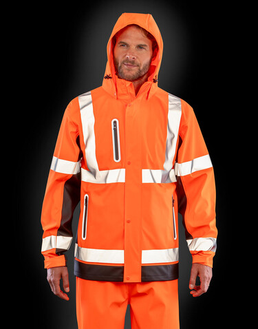 Result Heavy Duty Prism Pu Safe/Dry Jacket, Fluorescent Orange/Black, S bedrucken, Art.-Nr. 218334782