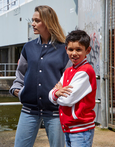 SG Originals Varsity Jacket Kids, Dark Black/Grey, 140 (9-10/XL) bedrucken, Art.-Nr. 218521526