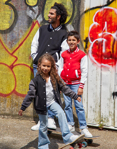 SG Originals Varsity Jacket Kids, Dark Black/Grey, 140 (9-10/XL) bedrucken, Art.-Nr. 218521526