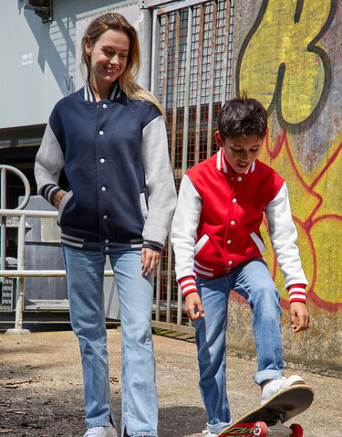SG Originals Varsity Jacket Kids, Dark Black/Snowwhite, 164 (13-14/3XL) bedrucken, Art.-Nr. 218521608