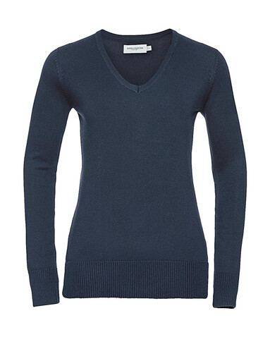 Russell Europe Ladies’ V-Neck Knitted Pullover, French Navy, S bedrucken, Art.-Nr. 219002013
