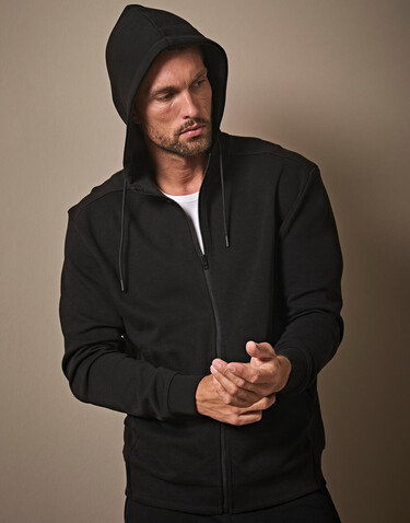 Tee Jays Ribbed Interlock Hooded Full Zip, Black, S bedrucken, Art.-Nr. 219541013