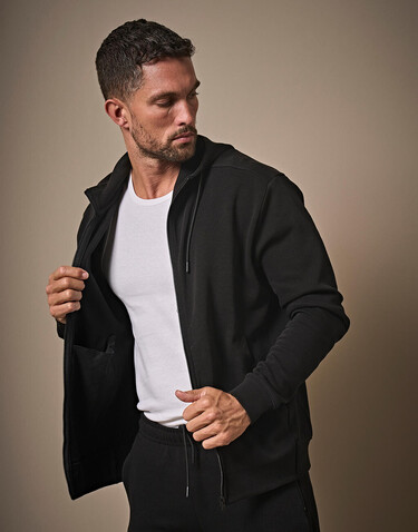 Tee Jays Ribbed Interlock Hooded Full Zip, Black, S bedrucken, Art.-Nr. 219541013