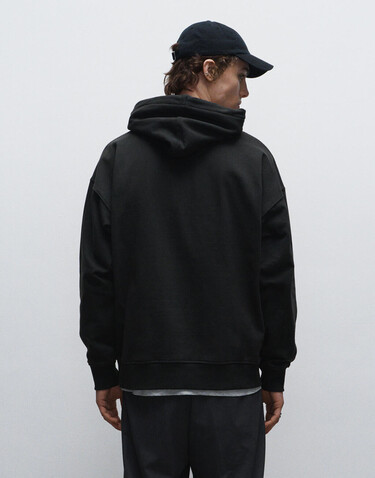 True Blanks Mens Boxy Hoodie, Off Black, S bedrucken, Art.-Nr. 241411023