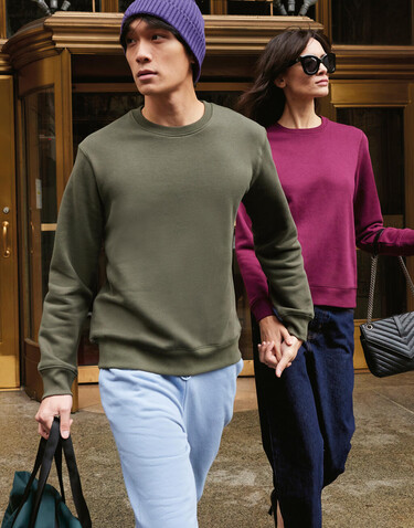 B &amp; C KING Crew Neck, Heather Mid Grey, XS bedrucken, Art.-Nr. 242421212
