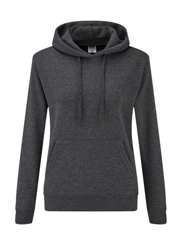 Fruit of the Loom Ladies` Classic Hooded Sweat, Dark Heather Grey, XS bedrucken, Art.-Nr. 249011262