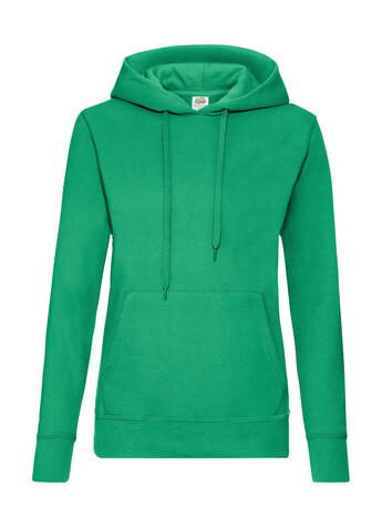 Fruit of the Loom Ladies` Classic Hooded Sweat, Kelly Green, S bedrucken, Art.-Nr. 249015183