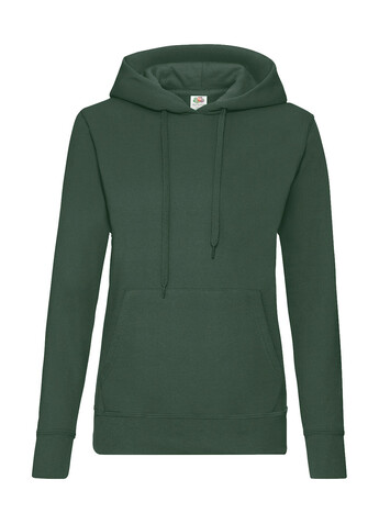 Fruit of the Loom Ladies` Classic Hooded Sweat, Bottle Green, S bedrucken, Art.-Nr. 249015403