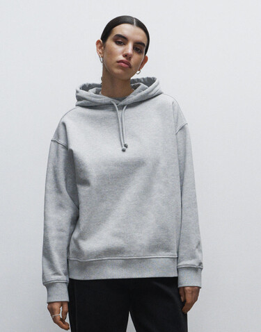 True Blanks Womens Oversized Hoodie, Grey Melange, XS bedrucken, Art.-Nr. 252411132
