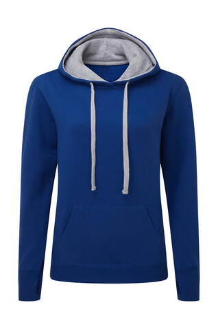 SG Contrast Hooded Sweatshirt Women, Royal/Light Oxford, XS bedrucken, Art.-Nr. 254523652