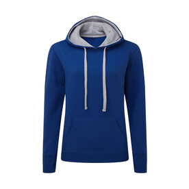 SG Contrast Hooded Sweatshirt Women, Royal/Light Oxford, XS bedrucken, Art.-Nr. 254523652