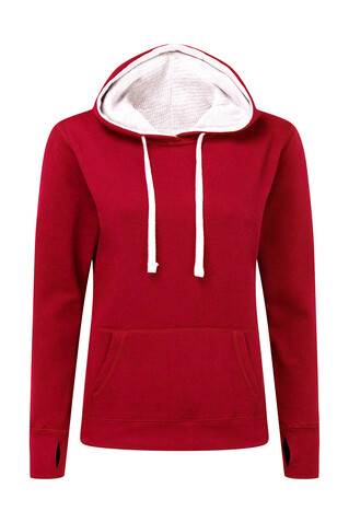 SG Contrast Hooded Sweatshirt Women, Red/White, XL bedrucken, Art.-Nr. 254524506