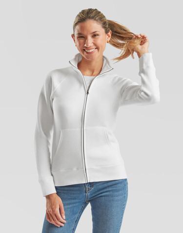 Fruit of the Loom Ladies` Premium Sweat Jacket, White, XS bedrucken, Art.-Nr. 256010002