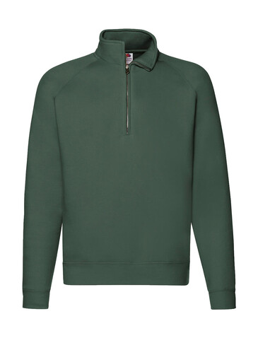 Fruit of the Loom Premium Zip Neck Sweat, Bottle Green, L bedrucken, Art.-Nr. 261015405