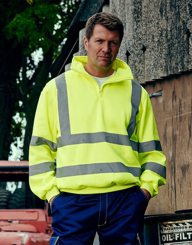 Yoko Fluo 1/4 Zip Sweat Shirt, Fluo Yellow, 2XL bedrucken, Art.-Nr. 261776057