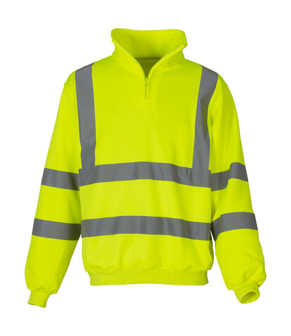 Yoko Fluo 1/4 Zip Sweat Shirt, Fluo Yellow, L bedrucken, Art.-Nr. 261776055