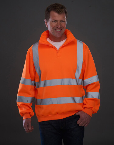 Yoko Fluo 1/4 Zip Sweat Shirt, Fluo Orange, S bedrucken, Art.-Nr. 261774053