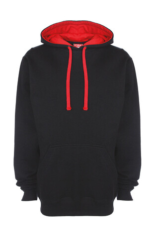 FDM Contrast Hoodie, Black/Fire Red, S bedrucken, Art.-Nr. 281551543