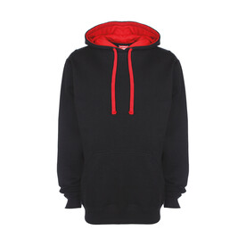FDM Contrast Hoodie, Black/Fire Red, S bedrucken, Art.-Nr. 281551543