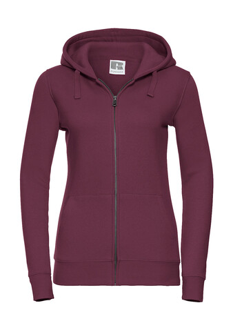 Russell Europe Ladies` Authentic Zipped Hood, Burgundy, L bedrucken, Art.-Nr. 283004485