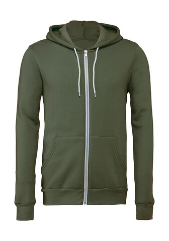 Bella Unisex Poly-Cotton Full Zip Hoodie, Military Green, S bedrucken, Art.-Nr. 293065193