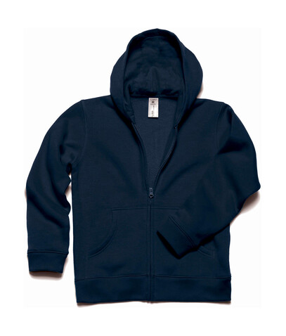 B &amp; C Hooded Full Zip/kids Sweat, Navy, 5/6 (110/116) bedrucken, Art.-Nr. 298422004