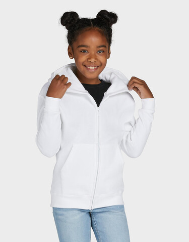 SG Hooded Full Zip Kids, White, 128 (7-8/L) bedrucken, Art.-Nr. 298520005
