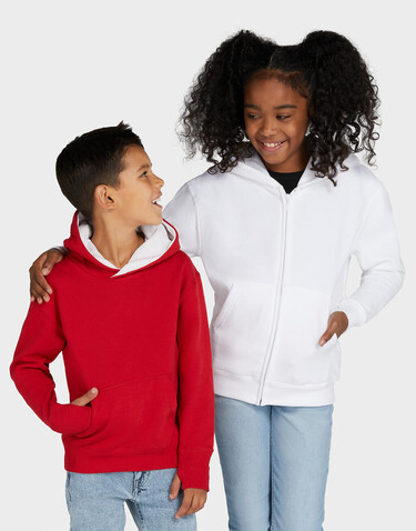 SG Hooded Full Zip Kids, White, 116 (5-6/M) bedrucken, Art.-Nr. 298520004