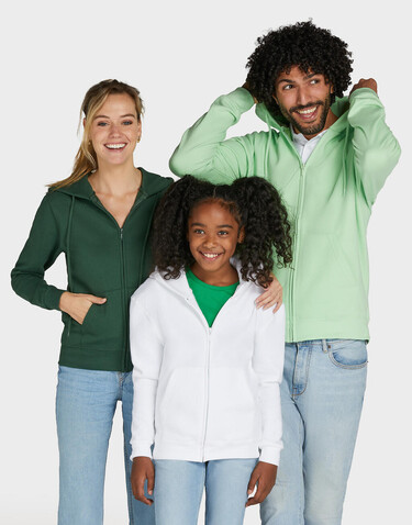 SG Hooded Full Zip Kids, White, 140 (9-10/XL) bedrucken, Art.-Nr. 298520006