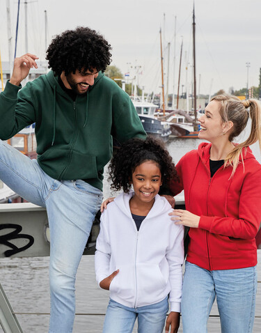 SG Hooded Full Zip Kids, Black, 116 (5-6/M) bedrucken, Art.-Nr. 298521014