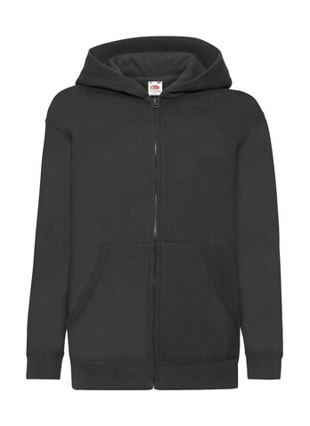Fruit of the Loom Kids` Classic Hooded Sweat Jacket, Black, 128 (7-8) bedrucken, Art.-Nr. 299011015