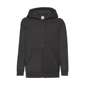 Fruit of the Loom Kids` Classic Hooded Sweat Jacket, Black, 116 (5-6) bedrucken, Art.-Nr. 299011014