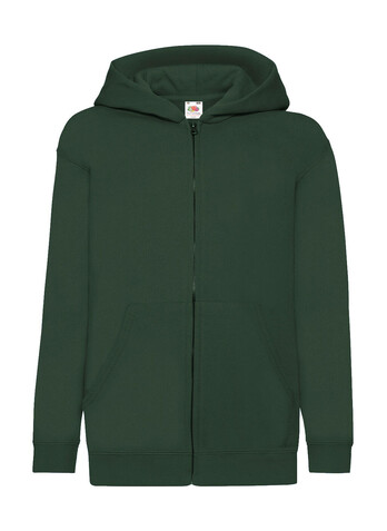 Fruit of the Loom Kids` Classic Hooded Sweat Jacket, Bottle Green, 152 (12-13) bedrucken, Art.-Nr. 299015407