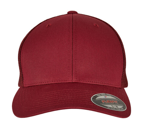 Flexfit Mesh Cotton Twill Trucker Cap, Cranberry, S/M bedrucken, Art.-Nr. 302684281
