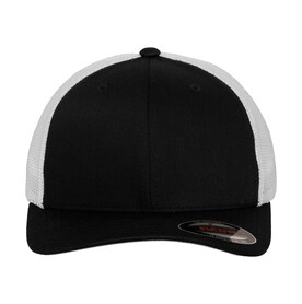 Flexfit Mesh Trucker 2-Tone Cap, Black/White, S/M bedrucken, Art.-Nr. 303681501