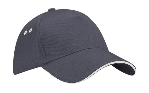 Beechfield Ultimate 5 Panel Cap - Sandwich Peak, Graphite Grey/Oyster Grey, One Size bedrucken, Art.-Nr. 303691690