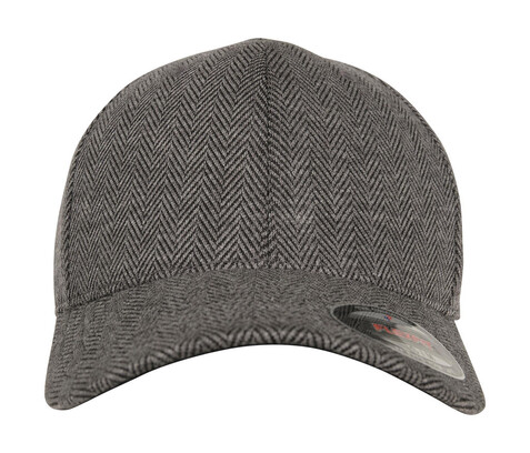 Flexfit Heringbone Melange Cap, Black/Heather Grey, S/M bedrucken, Art.-Nr. 310681521