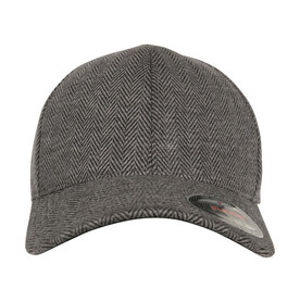 Flexfit Heringbone Melange Cap, Black/Heather Grey, S/M bedrucken, Art.-Nr. 310681521