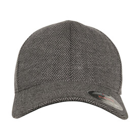 Flexfit Heringbone Melange Cap, Black/Heather Grey, S/M bedrucken, Art.-Nr. 310681521