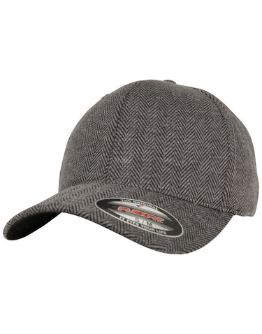 Flexfit Heringbone Melange Cap, Black/Heather Grey, S/M bedrucken, Art.-Nr. 310681521