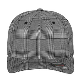 Flexfit Glen Check Cap, Black/White, S/M bedrucken, Art.-Nr. 316681500