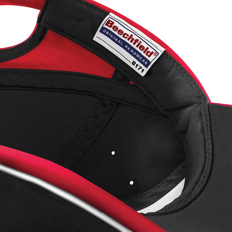 Beechfield Teamwear Competition Cap, Black/Classic Red/White, One Size bedrucken, Art.-Nr. 317691930