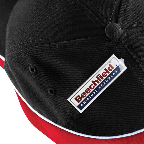 Beechfield Teamwear Competition Cap, Black/Classic Red/White, One Size bedrucken, Art.-Nr. 317691930
