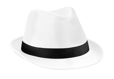 Beechfield Fedora, White/Black, S/M bedrucken, Art.-Nr. 327690561