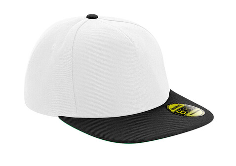 Beechfield Original Flat Peak Snapback, White/Black, One Size bedrucken, Art.-Nr. 331690560