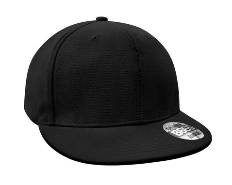 Beechfield Pro-Stretch Flat Peak Cap, Black, One Size bedrucken, Art.-Nr. 332691010
