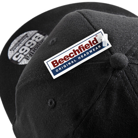 Beechfield Pro-Stretch Flat Peak Cap, Black, One Size bedrucken, Art.-Nr. 332691010